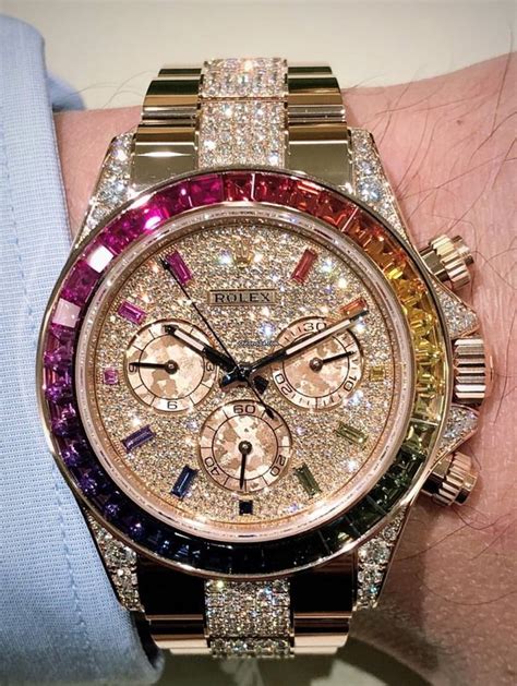 rolex with rainbow diamonds|rolex rainbow full diamond.